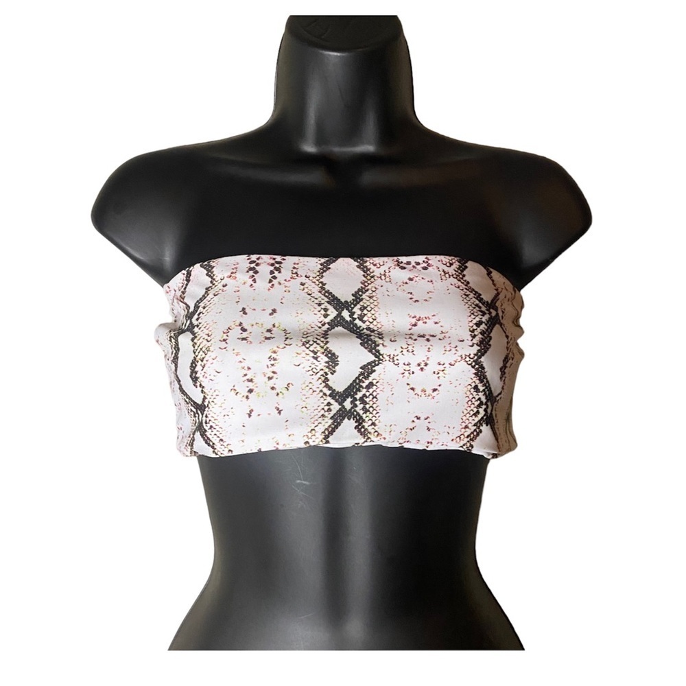 Snake Print Bikini Tube Top Pool